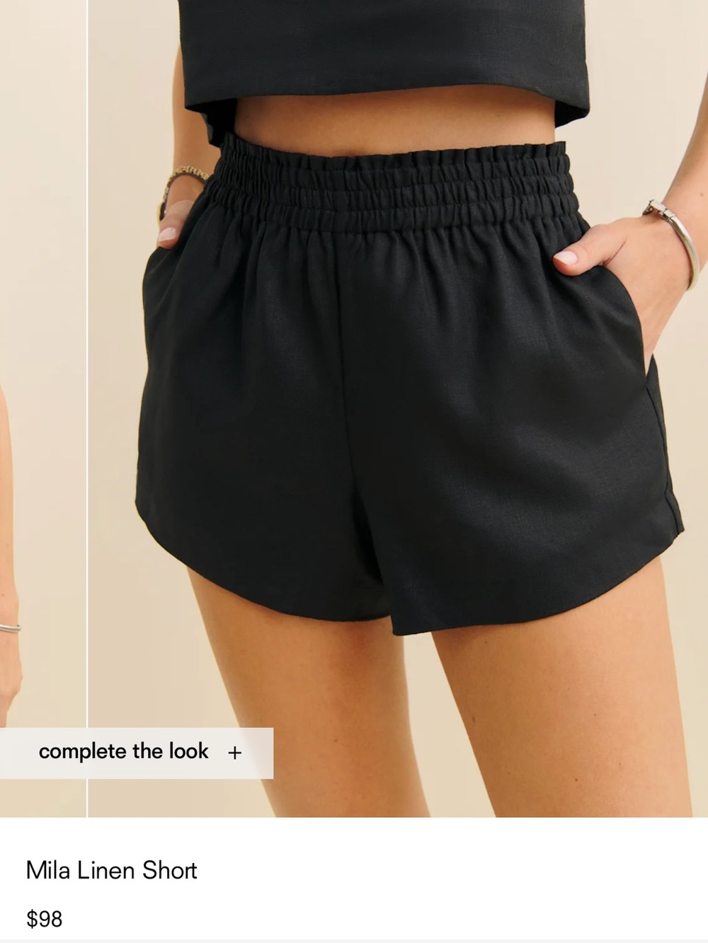 Reformation - Black Mila Linen Shorts - Size M
